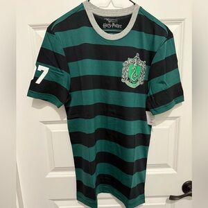 Harry Potter Slytherin Adult Striped T-Shirt Quidditch Small